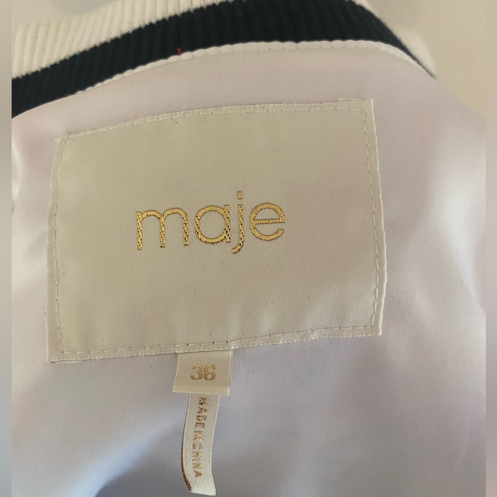 Maje Embroidered Satin Bomber Jacket - Picture 4 of 7